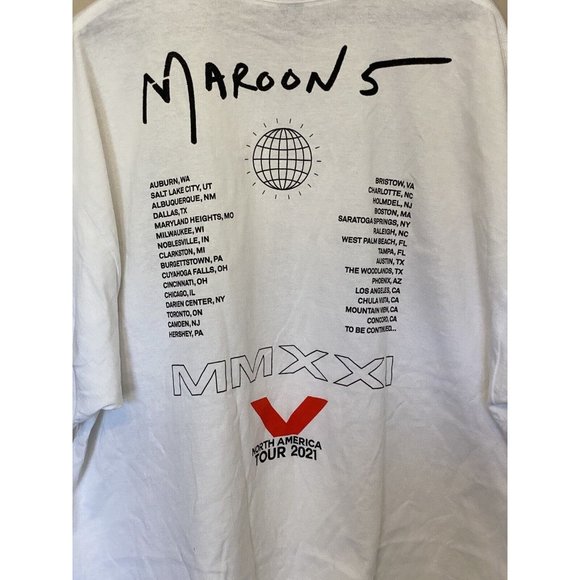Maroon 5 White T-Shirt Unisex 3XL North America Tour 2021 Music Band NWOT New - Picture 6 of 6